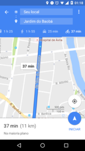 Parte da rota traçada por mim no Google Maps